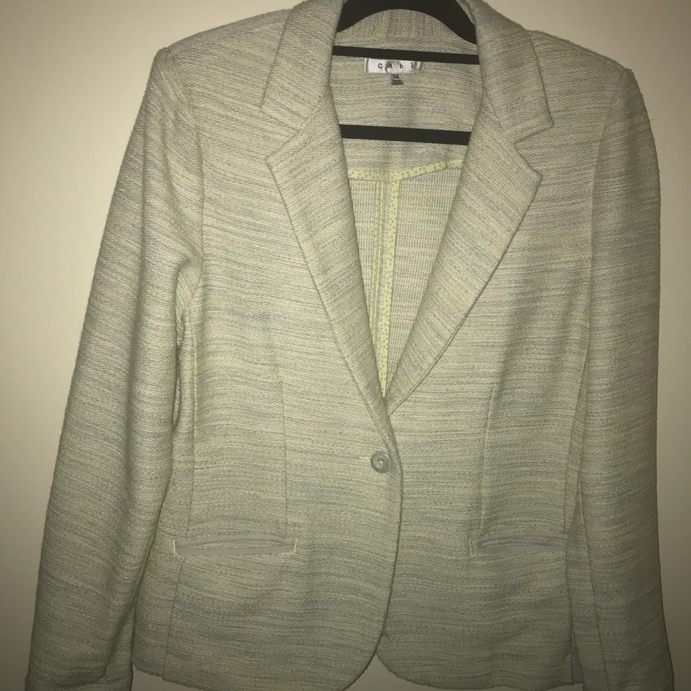 Cabi lemon zest cotton blend yellow/ gray blazer